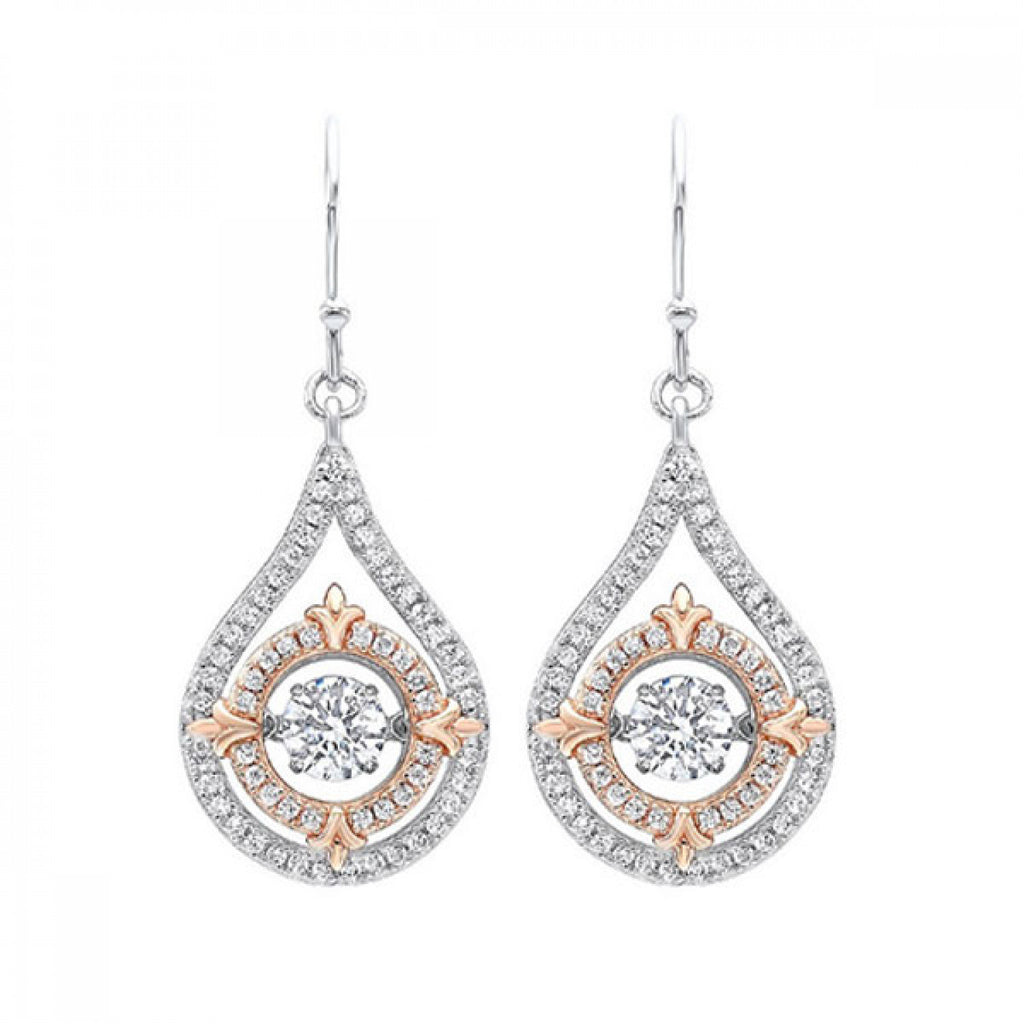 Sterling Silver & Rose Gold Plated CZ Dangle Earrings