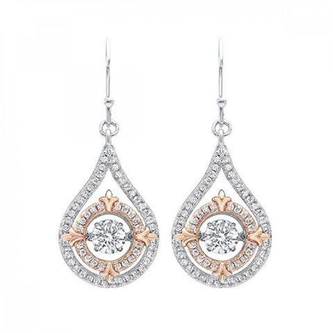 Sterling Silver & Rose Gold Plated CZ Dangle Earrings