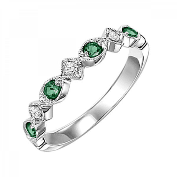 Emerald & Diamond Birthstone Band