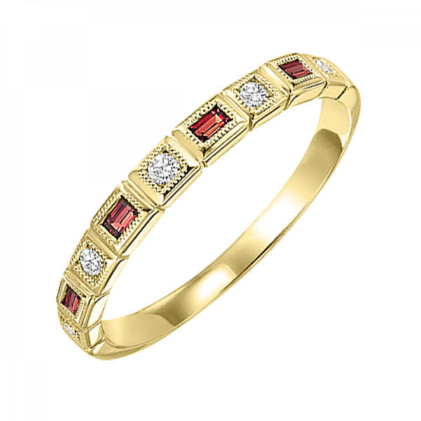 Garnet & Diamond Baguette Birthstone Band
