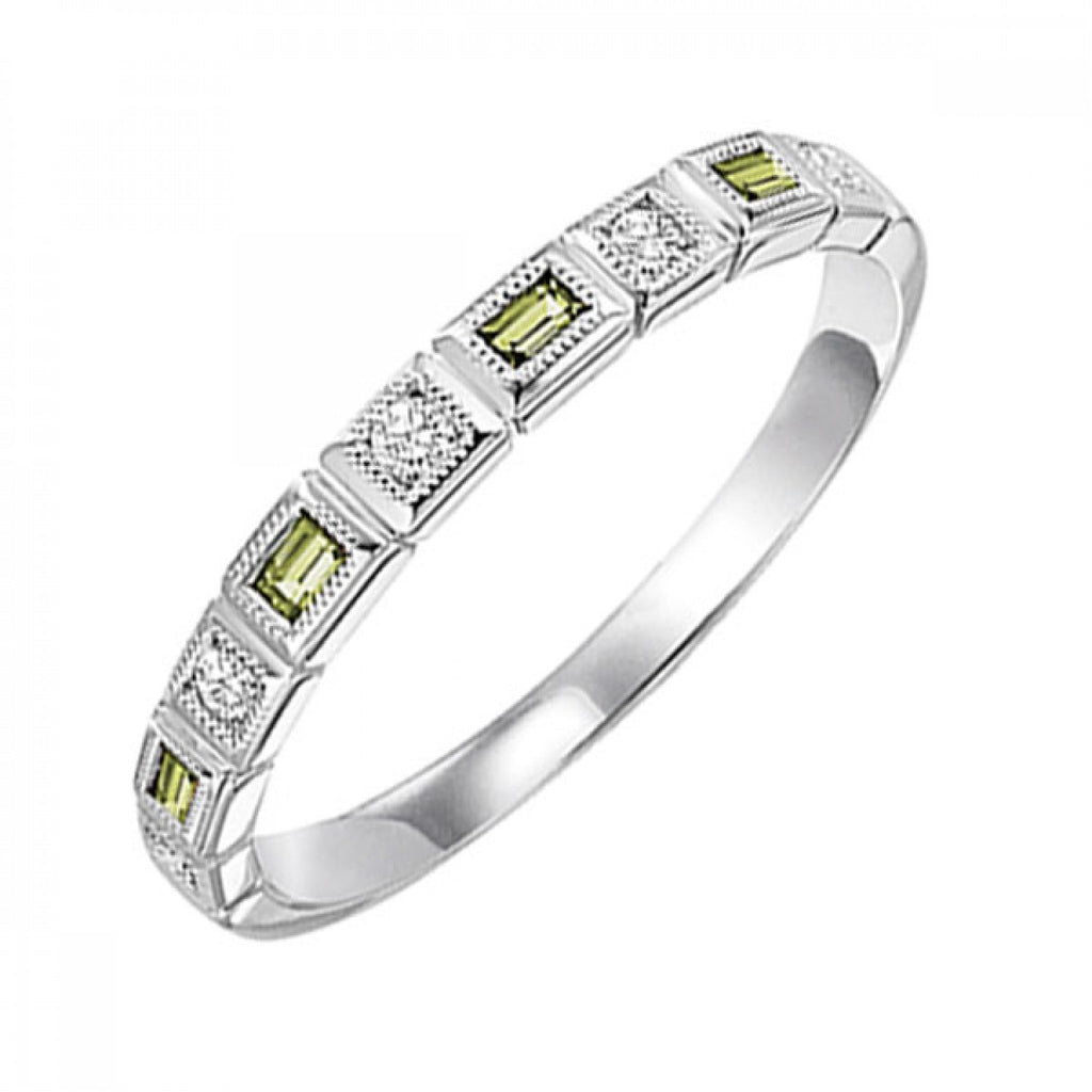 Peridot & Diamond Birthstone Band