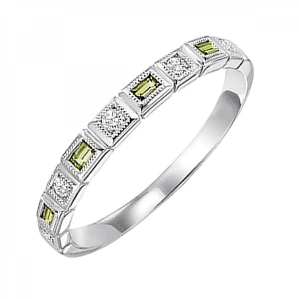 Peridot & Diamond Birthstone Band