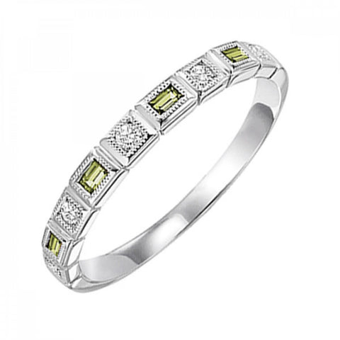 Peridot & Diamond Birthstone Band