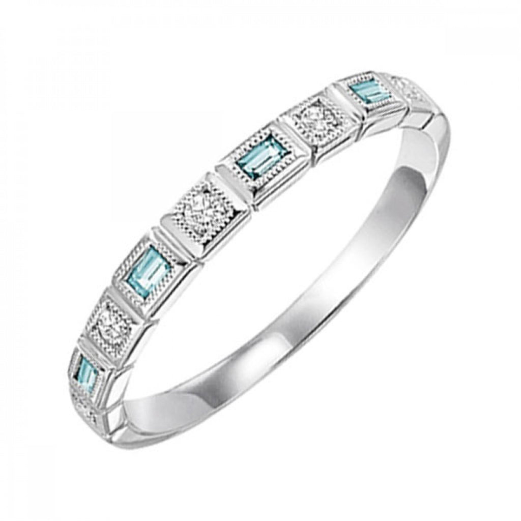 Aquamarine & Diamond Birthstone Band
