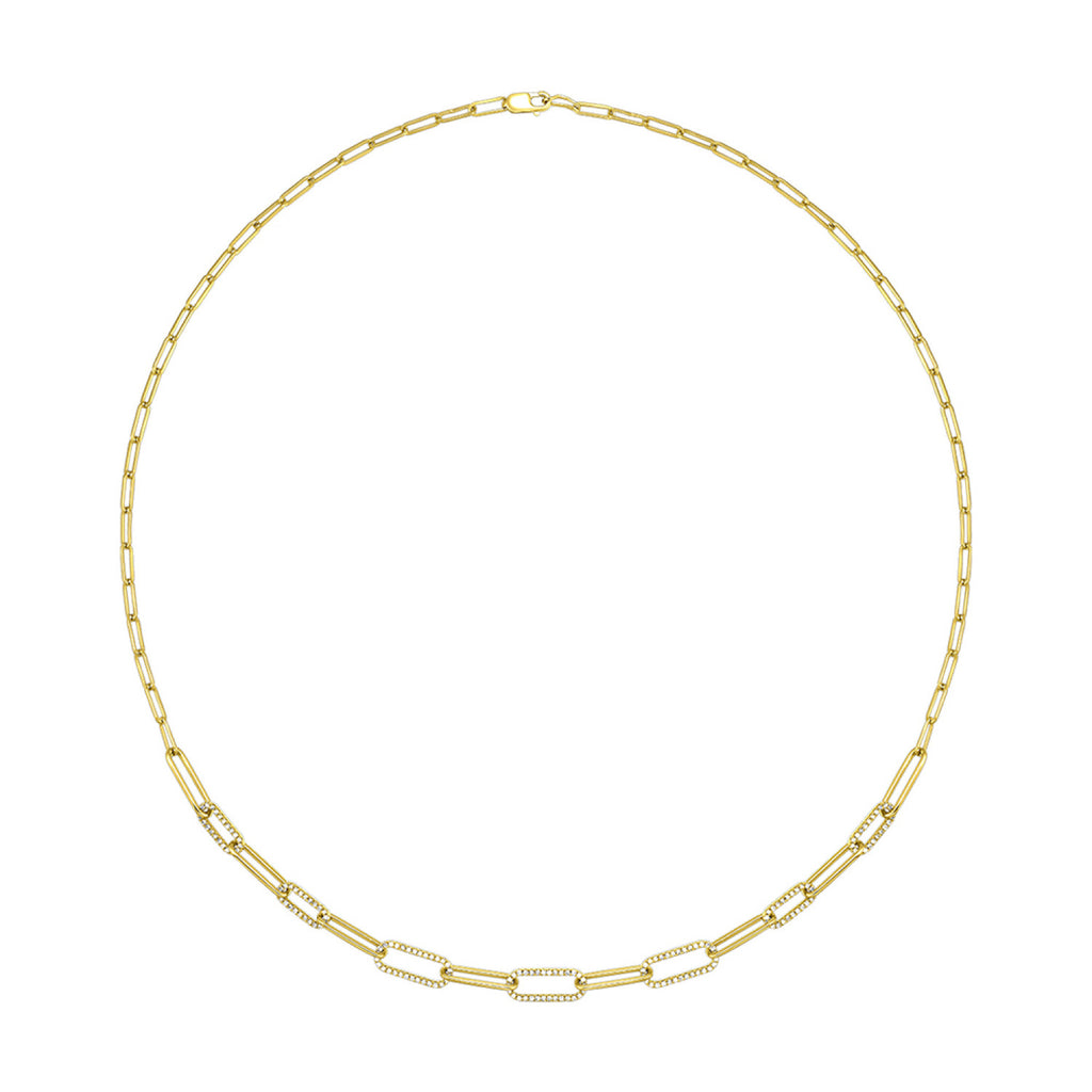Diamond Paperclip Link Necklace
