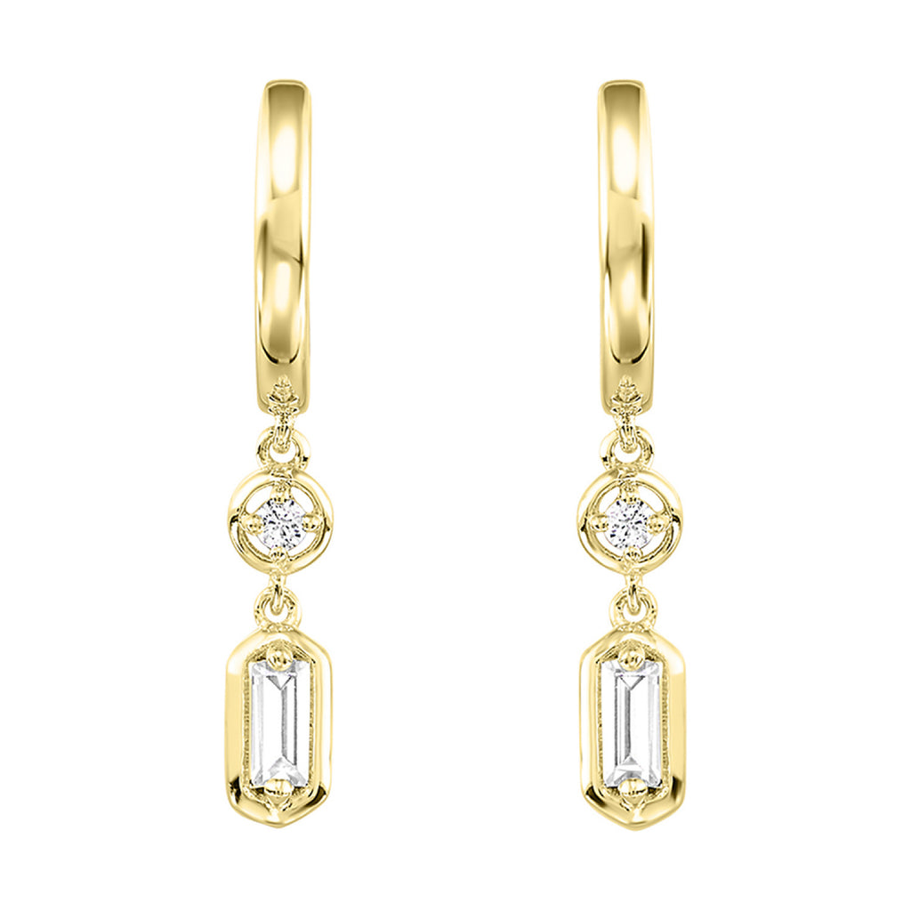 Gold Huggie Dangle Diamond Earrings