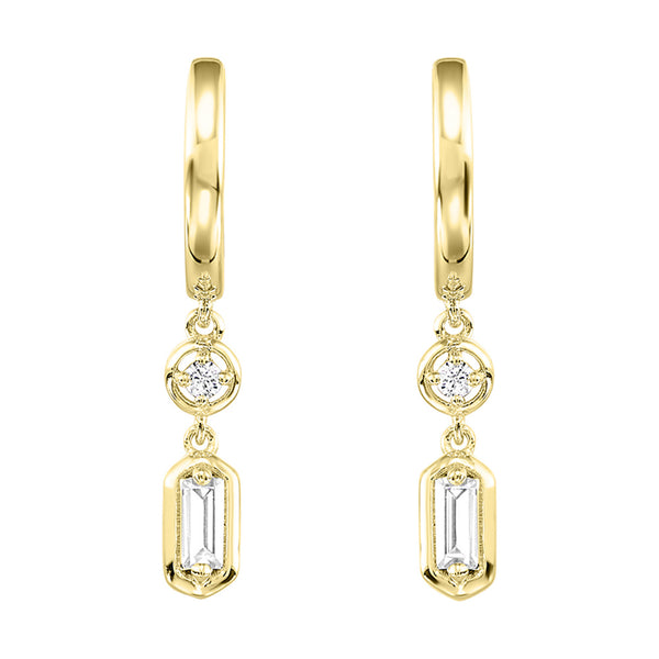 Gold Huggie Dangle Diamond Earrings
