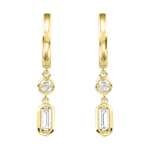 Gold Huggie Dangle Diamond Earrings
