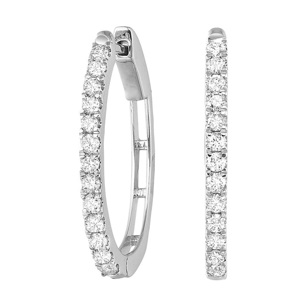 Oval Diamond Hoop Earrings