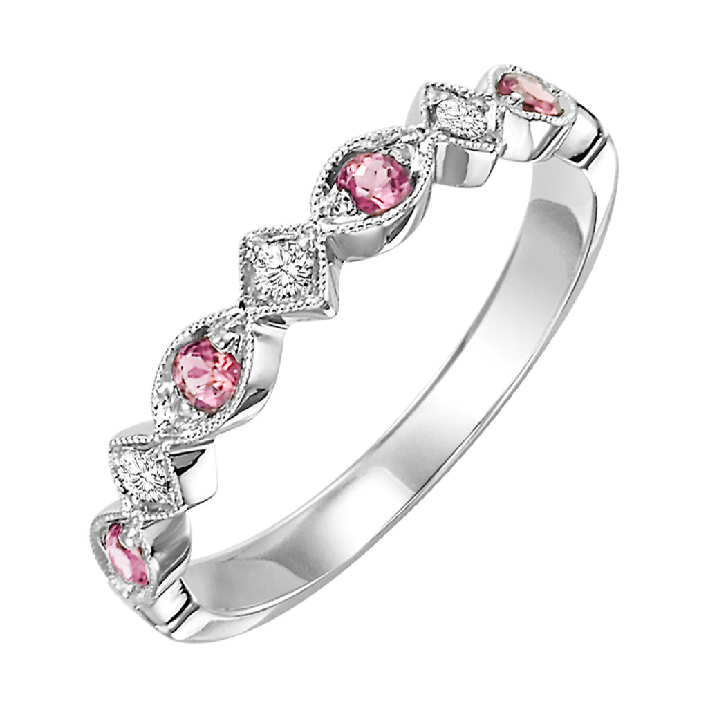 Pink Topaz & Diamond Birthstone Band
