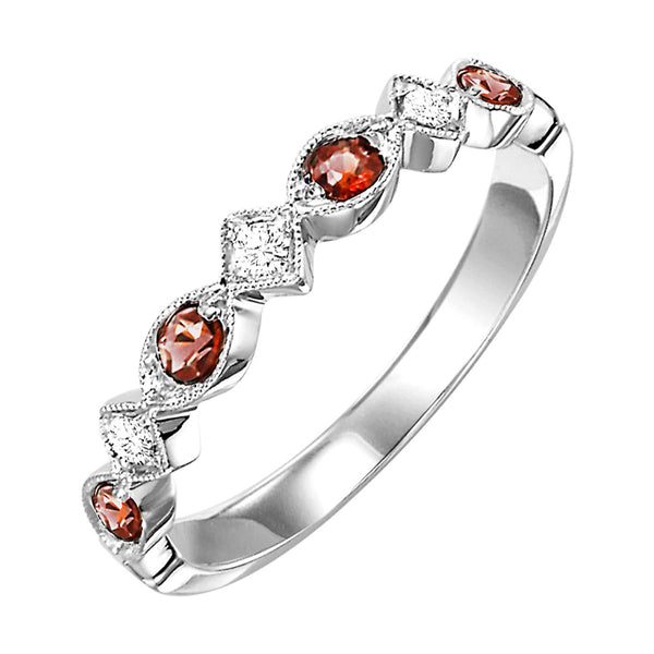 Garnet & Diamond Birthstone Band