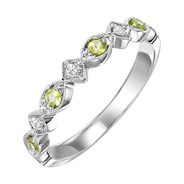 Peridot & Diamond Birthstone Band