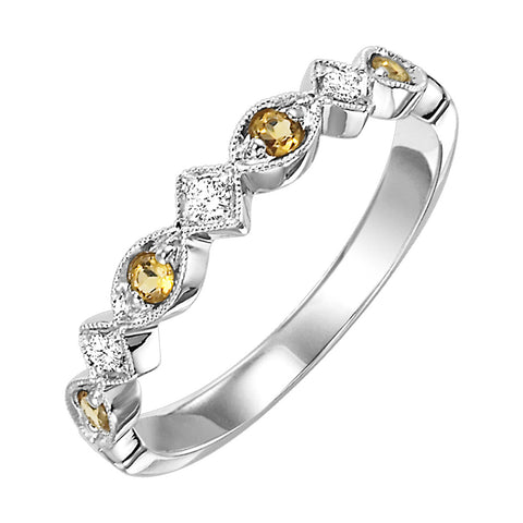 Citrine & Diamond Birthstone Band