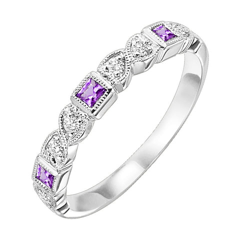 Alexandrite & Diamond Heart Birthstone Band