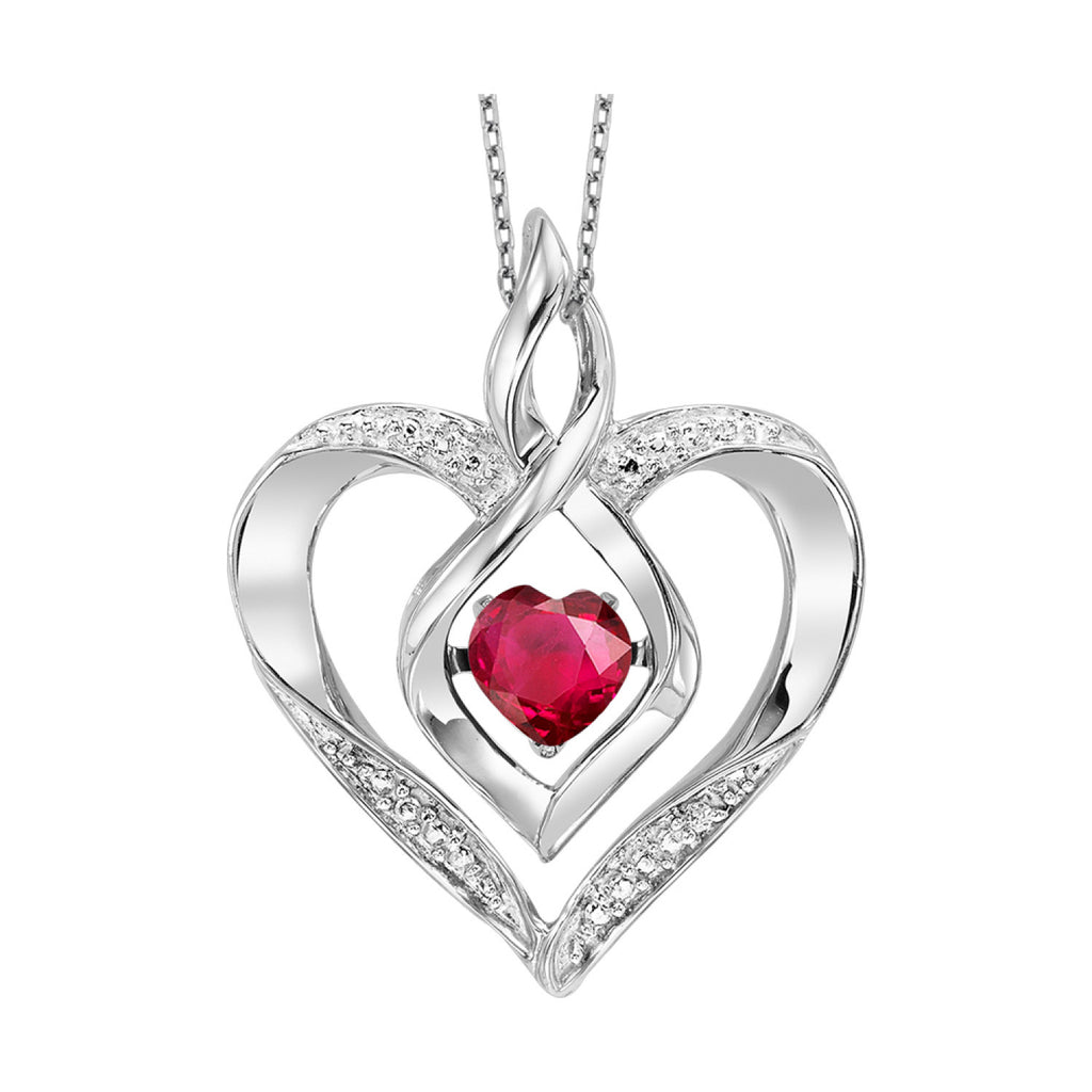 Rhythm of Love Silver Heart Pendant Birthstone Necklace