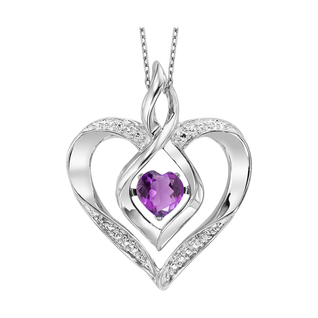 Rhythm of Love Silver Heart Pendant Birthstone Necklace