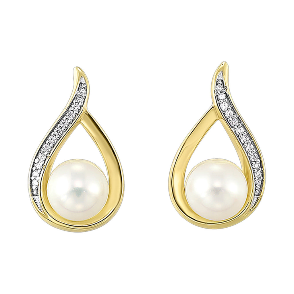 Pearl & Diamond Stud Earrings