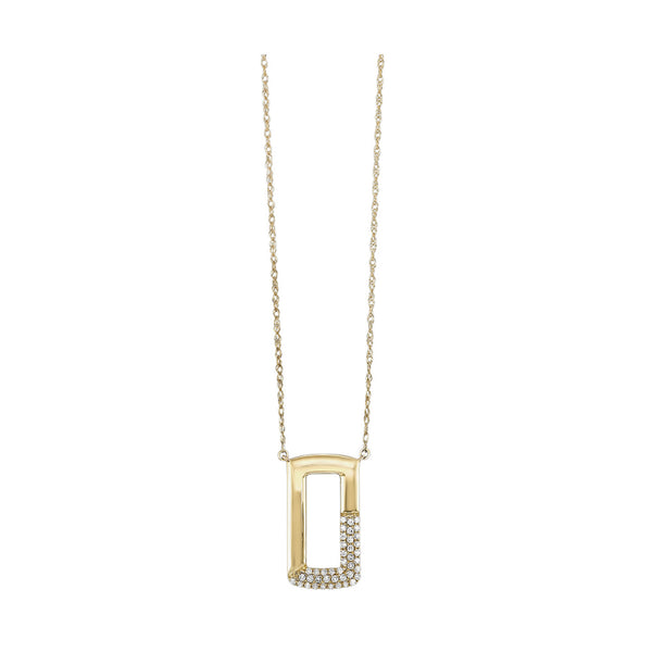 Yellow Gold Diamond Rectangular Pendant Necklace