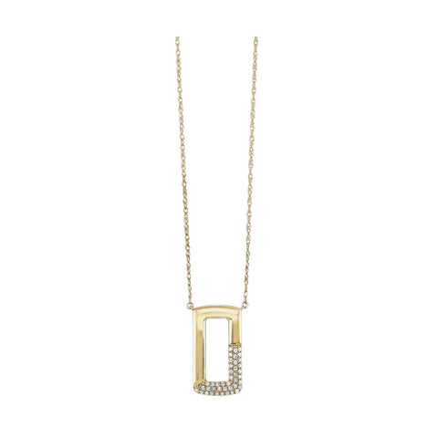 Yellow Gold Diamond Rectangular Pendant Necklace