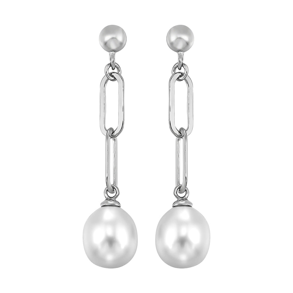 Freshwater Pearl Paperclip Dangle Earrings