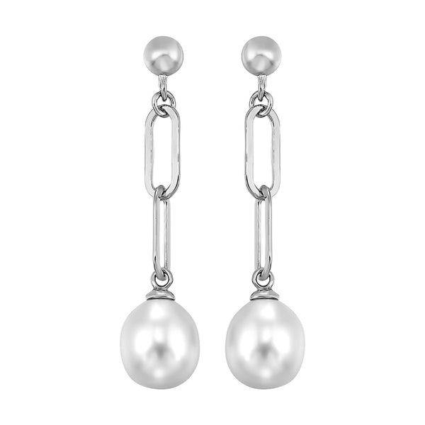 Freshwater Pearl Paperclip Dangle Earrings