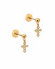 Millie Cross CZ Gold Screwback Stud Earrings