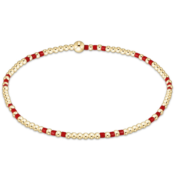 Hope Joy Pattern 2mm Bead Bracelet - Bright Red