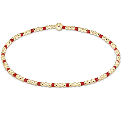 Hope Sincerity Pattern 2mm Bead Bracelet - Bright Red