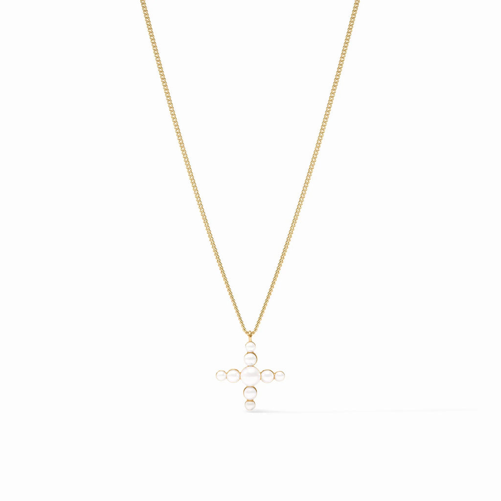 Gumdrop Cross Delicate Necklace in Pearl