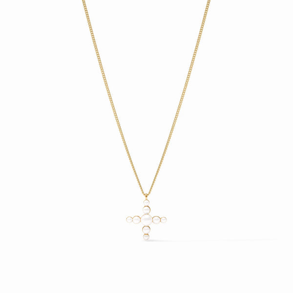 Gumdrop Cross Delicate Necklace in Pearl