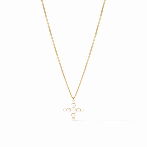 Gumdrop Cross Delicate Necklace in Pearl