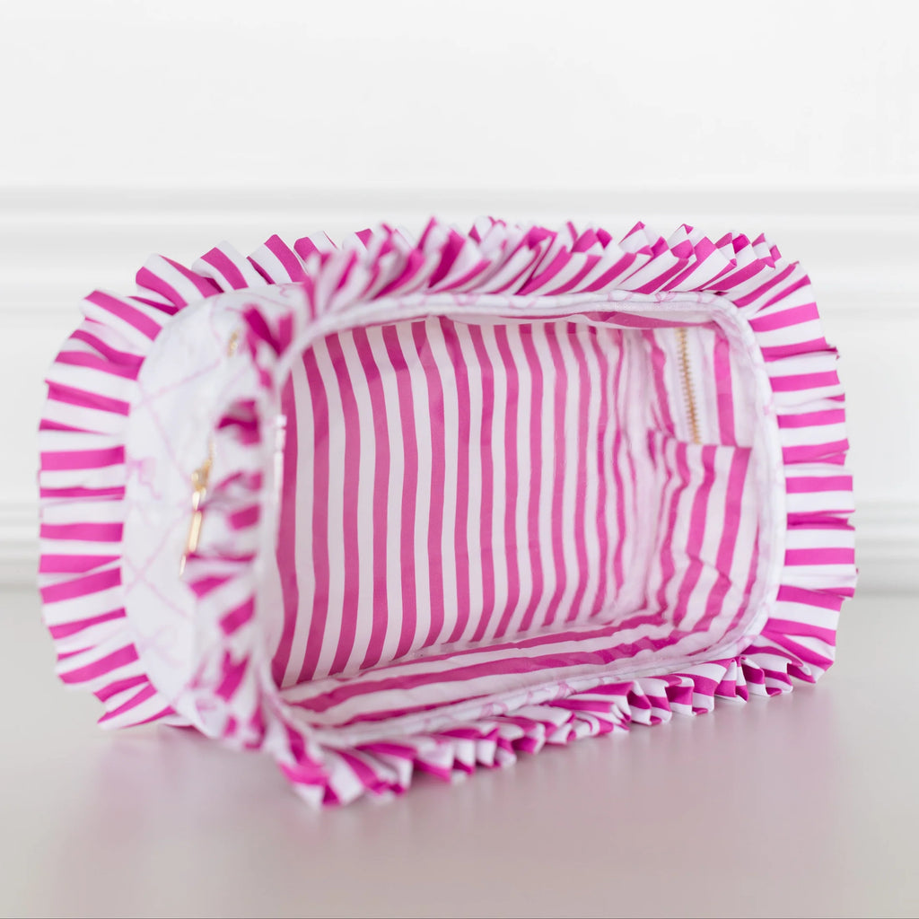 Goldie Girl Bows Ruffled Nylon Large Clear Pouch