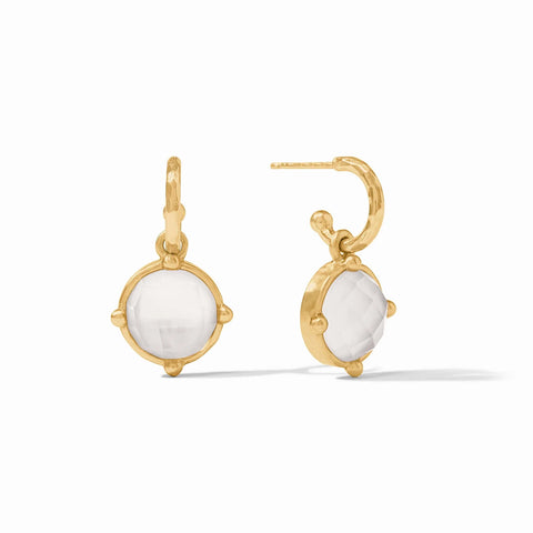 Honeybee Hoop & Charm Earrings in Iridescent Clear Crystal