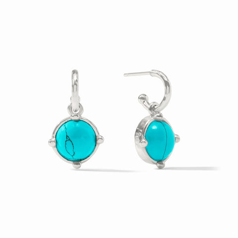 Honeybee Hoop & Charm Earrings in Silver Turquoise Blue
