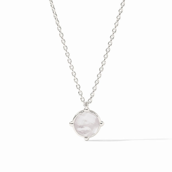 Honeybee Silver Solitaire Necklace in Iridescent Clear Crystal