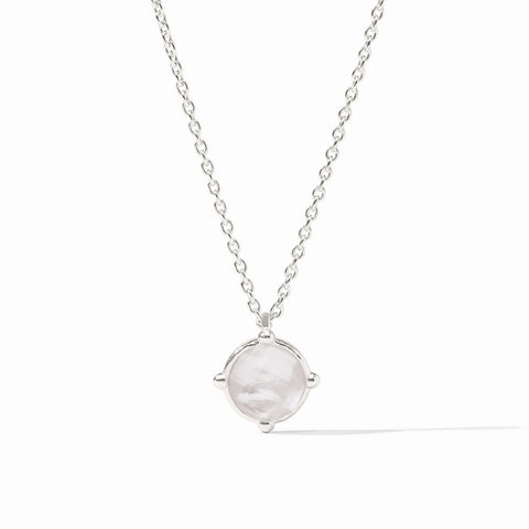 Honeybee Silver Solitaire Necklace in Iridescent Clear Crystal