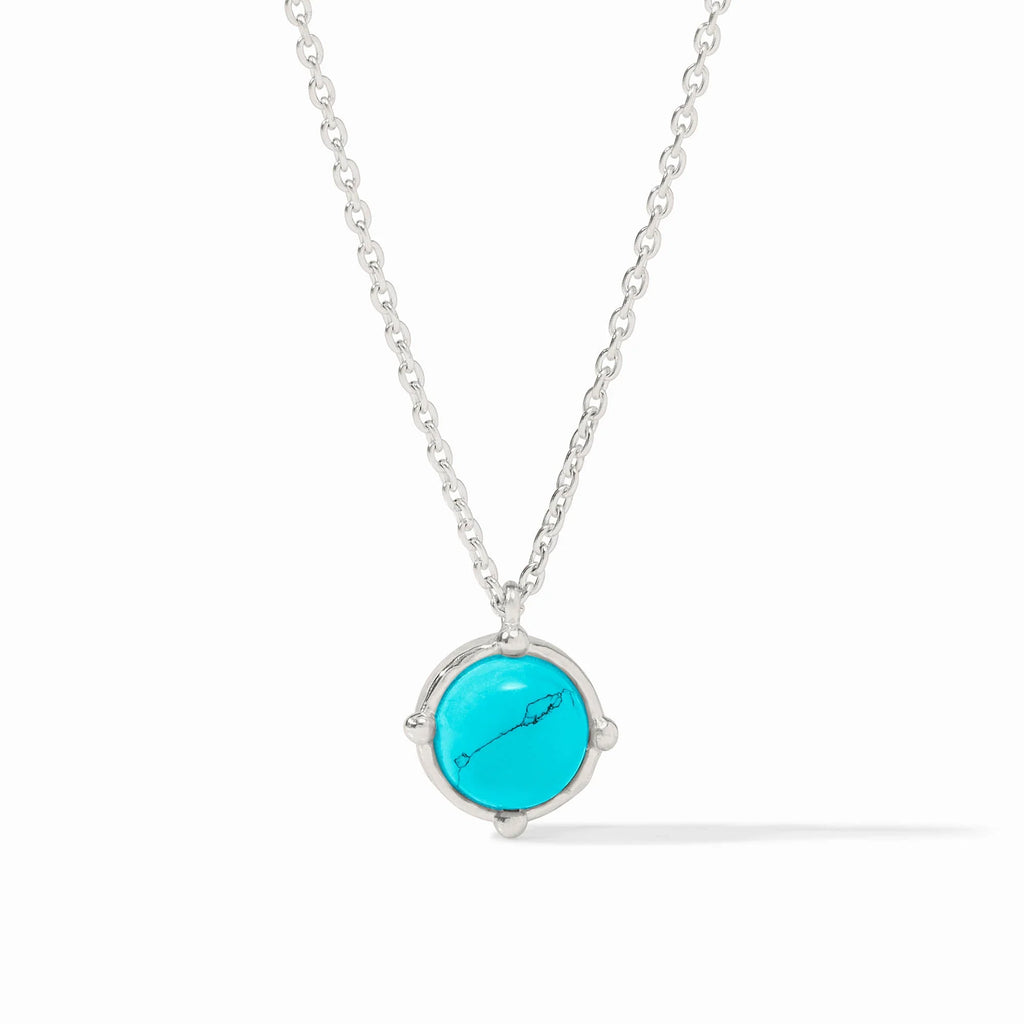 Honeybee Solitaire Necklace in Silver Turquoise Blue