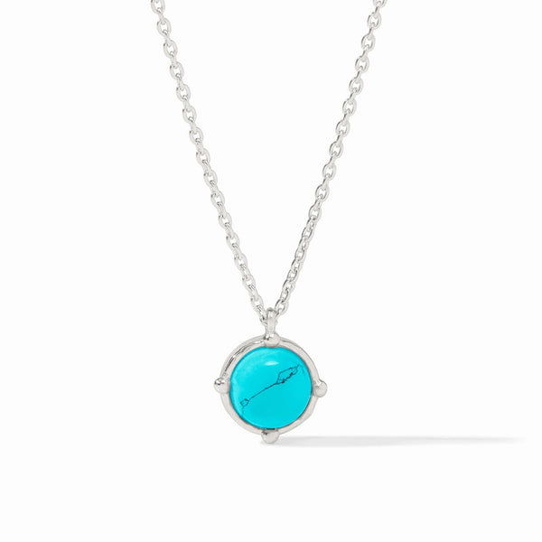 Honeybee Solitaire Necklace in Silver Turquoise Blue