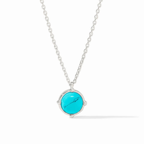 Honeybee Solitaire Necklace in Silver Turquoise Blue
