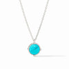 Honeybee Solitaire Necklace in Silver Turquoise Blue