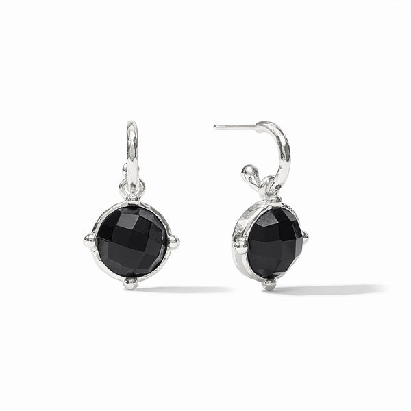 Honeybee Silver Hoop & Charm Earring in Obsidian Black
