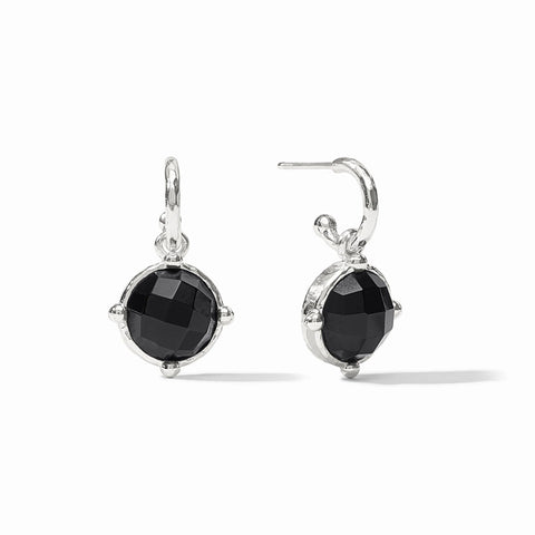 Honeybee Silver Hoop & Charm Earring in Obsidian Black