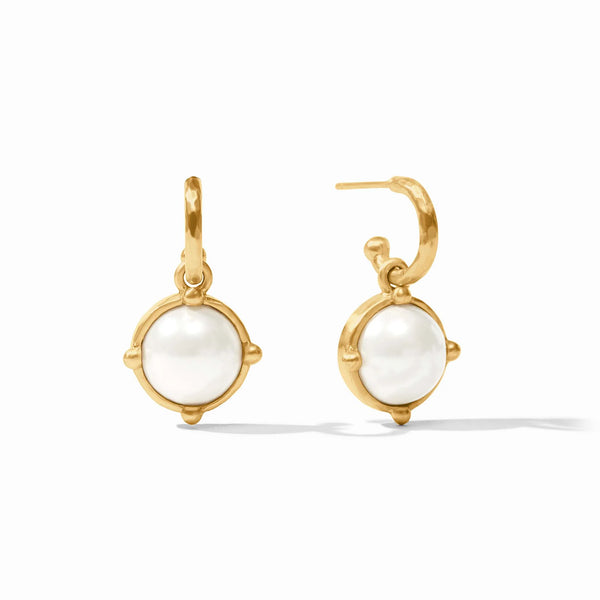 Honeybee Hoop & Charm Earrings in Pearl
