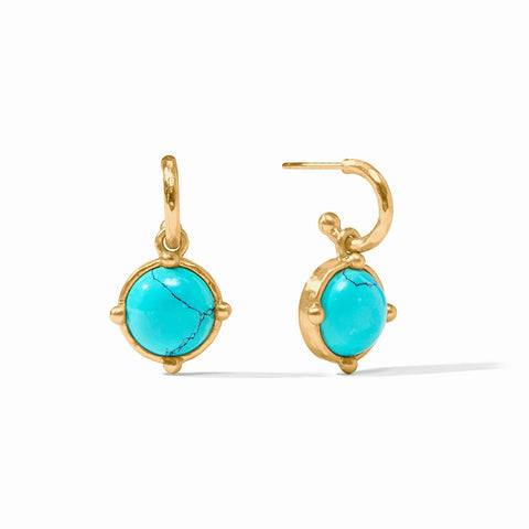 Honeybee Hoop & Charm Earrings in Gold Turquoise Blue