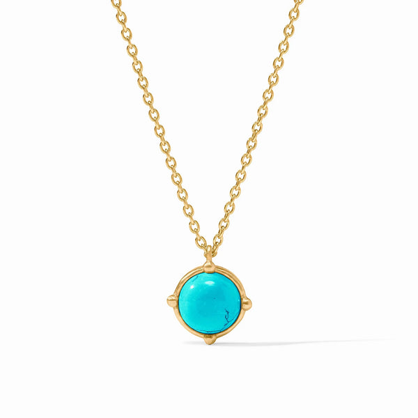 Honeybee Solitaire Necklace in Gold Turquoise Blue