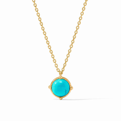 Honeybee Solitaire Necklace in Gold Turquoise Blue