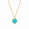 Honeybee Solitaire Necklace in Gold Turquoise Blue