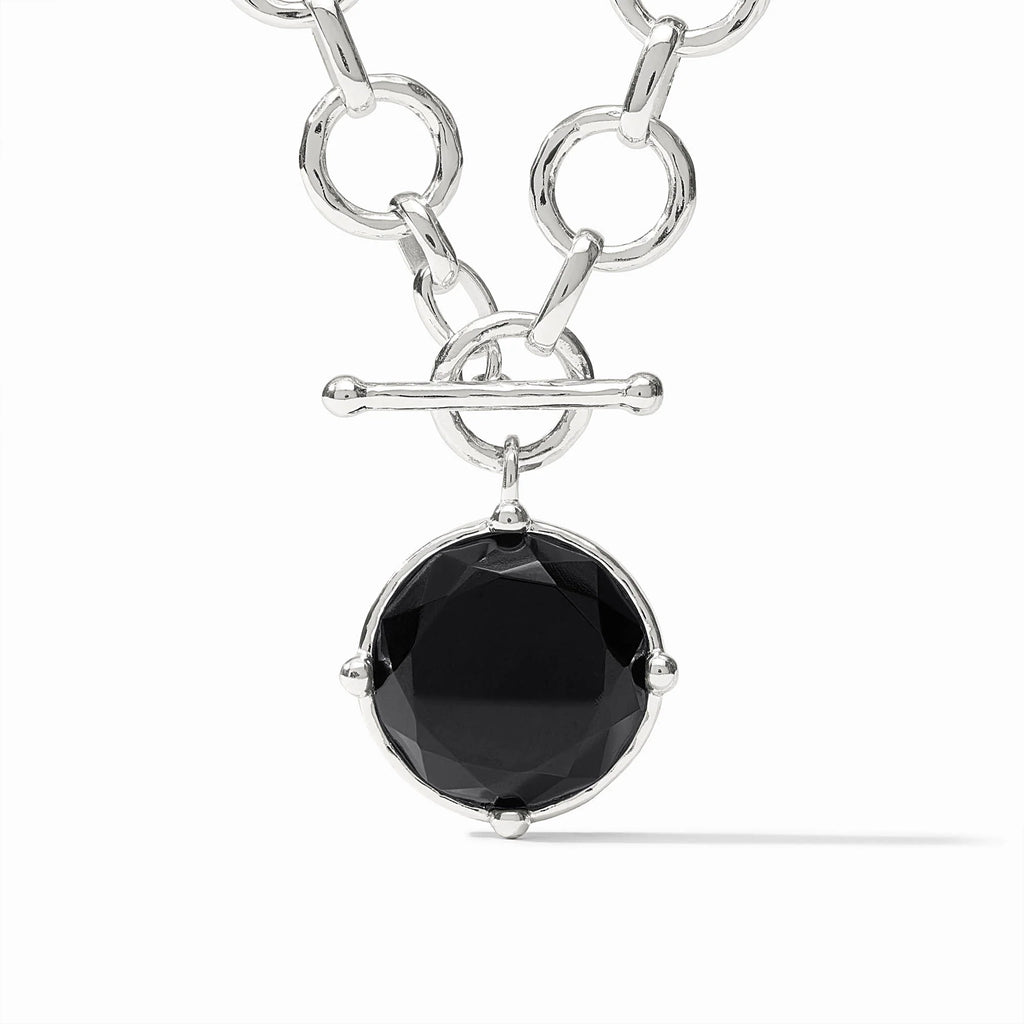 Honeybee Silver Statement Necklace in Obsidian Black