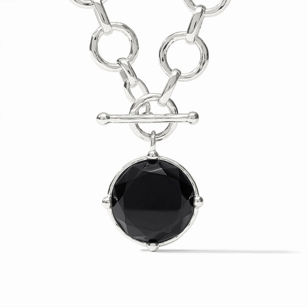 Honeybee Silver Statement Necklace in Obsidian Black