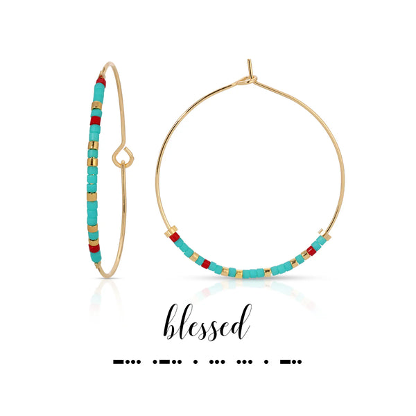 Blessed Morse Code Hoop Earrings